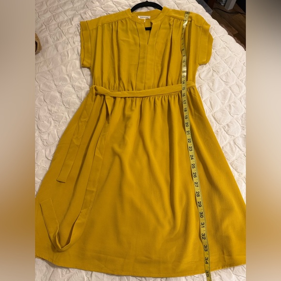 Monteau Yellow Wrap Midi Dress with Dolman Sleeves - Picture 3 of 6